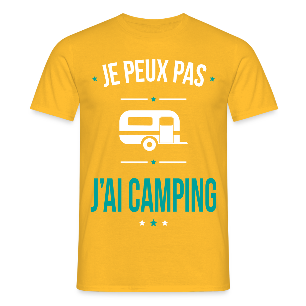 T-shirt Homme - Je peux pas j'ai Camping - jaune