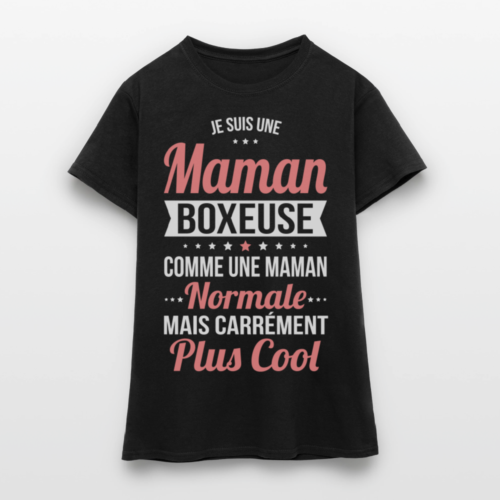 T-shirt Femme - Maman boxeuse plus cool - noir
