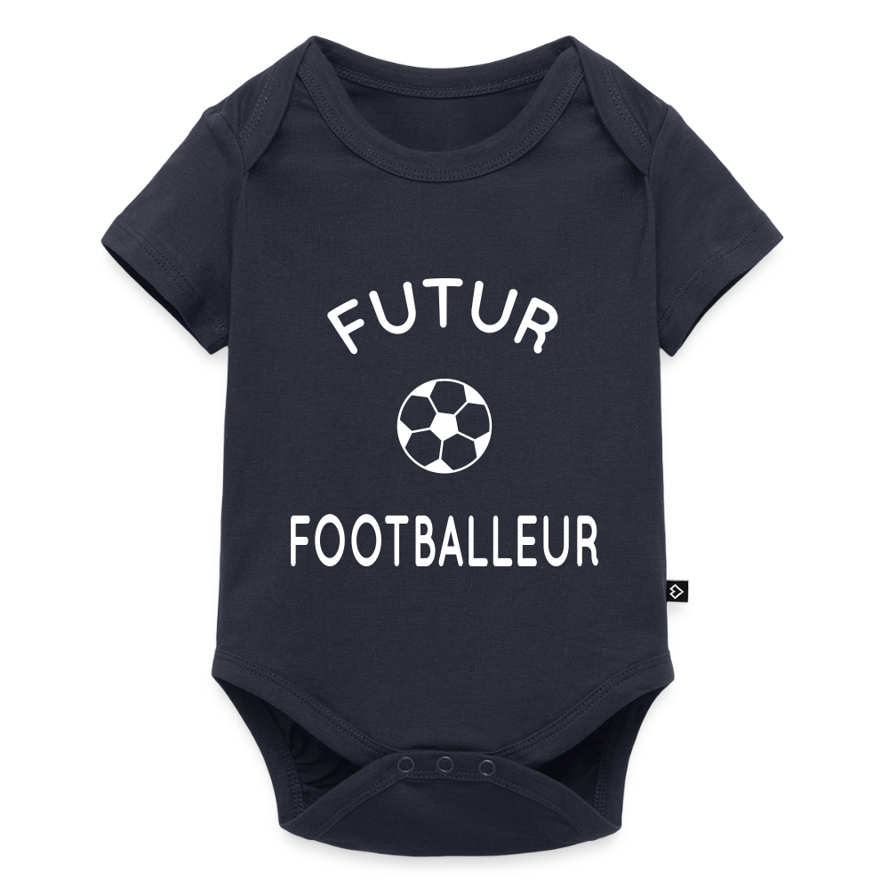 Body Bébé bio manches courtes - Futur footballeur - bleu marine