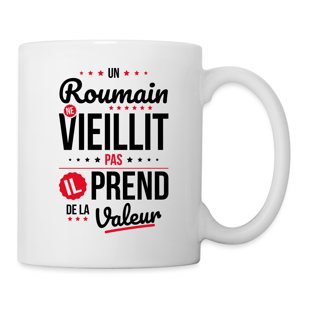 Mug blanc - Un Roumain ne vieillit pas - blanc