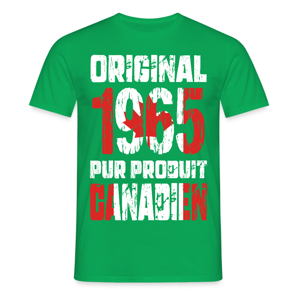 T-shirt Homme - Anniversaire 60 Ans - Original 1965 - Pur produit Canadien - vert