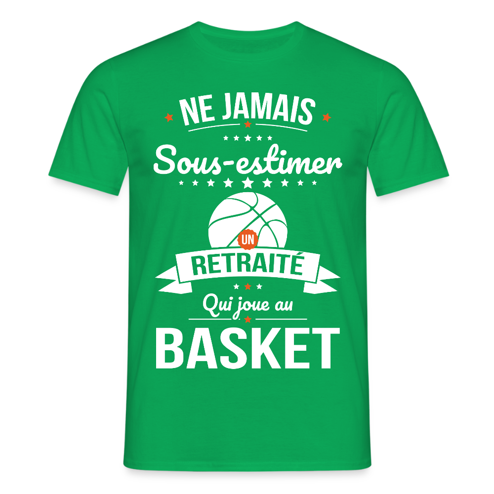 T-shirt Homme - Ne jamais sous-estimer un retraité qui joue au basket - vert