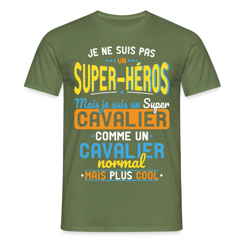 T-shirt Homme - Pas un Super-Héros mais un super Cavalier - vert militaire