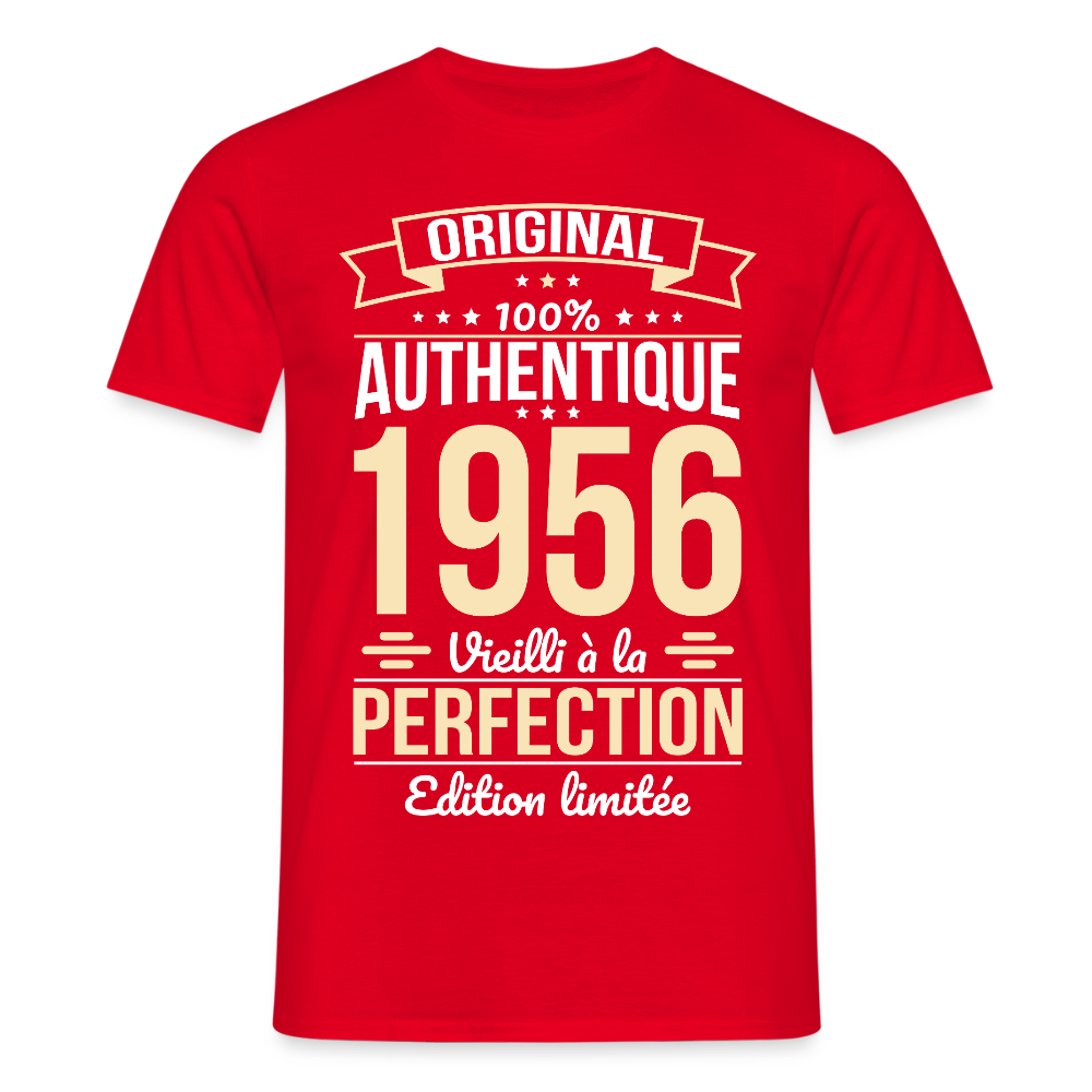 T-shirt anniversaire homme 70 ans – Original 1956 - rouge