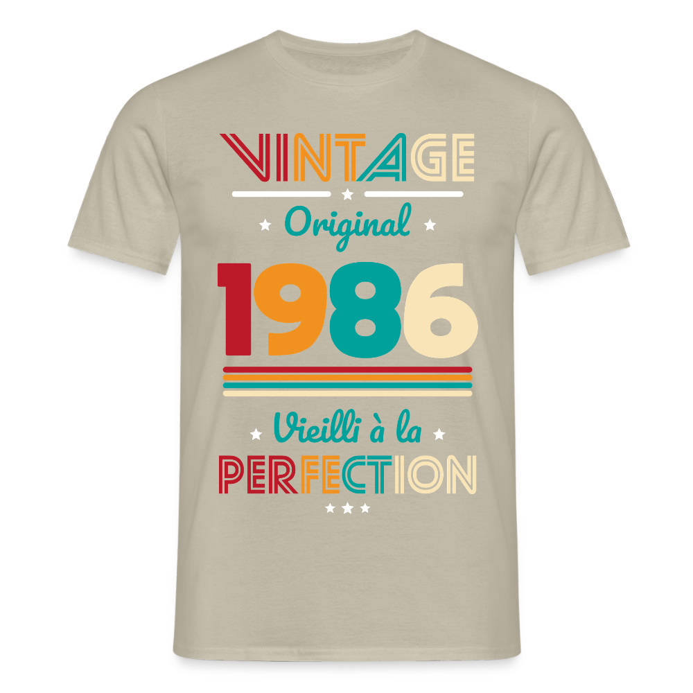 T-shirt anniversaire homme 40 ans – Vintage, original, 1986 - beige sable