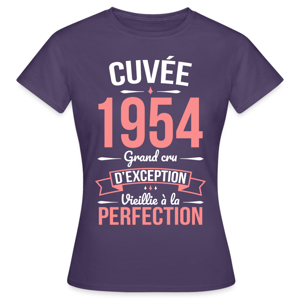 T-shirt Femme - Anniversaire 71 Ans - Cuvée 1954 - violet foncé
