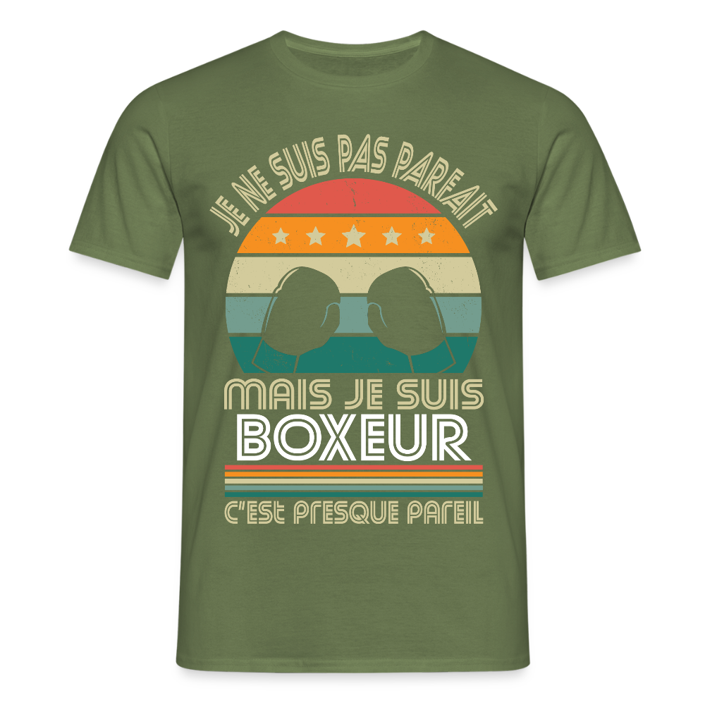 T-shirt Homme - Je ne suis pas parfait mais je suis Boxeur - vert militaire