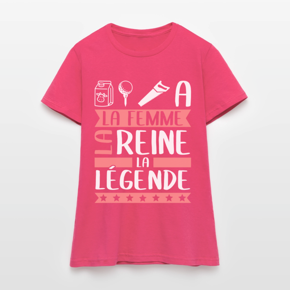 T-shirt femme Laëtitia rébus – La femme, la reine, la légende - rose azalée
