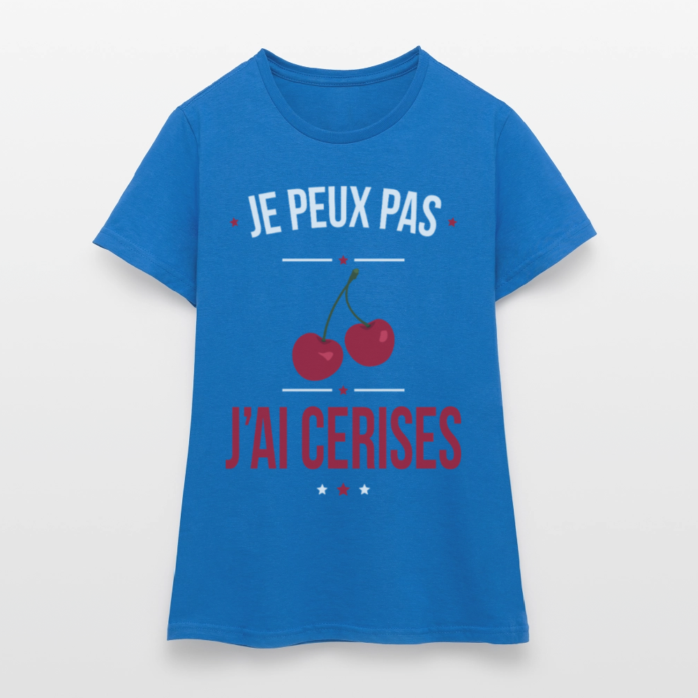 T-shirt Femme - Je peux pas j'ai cerises - bleu royal