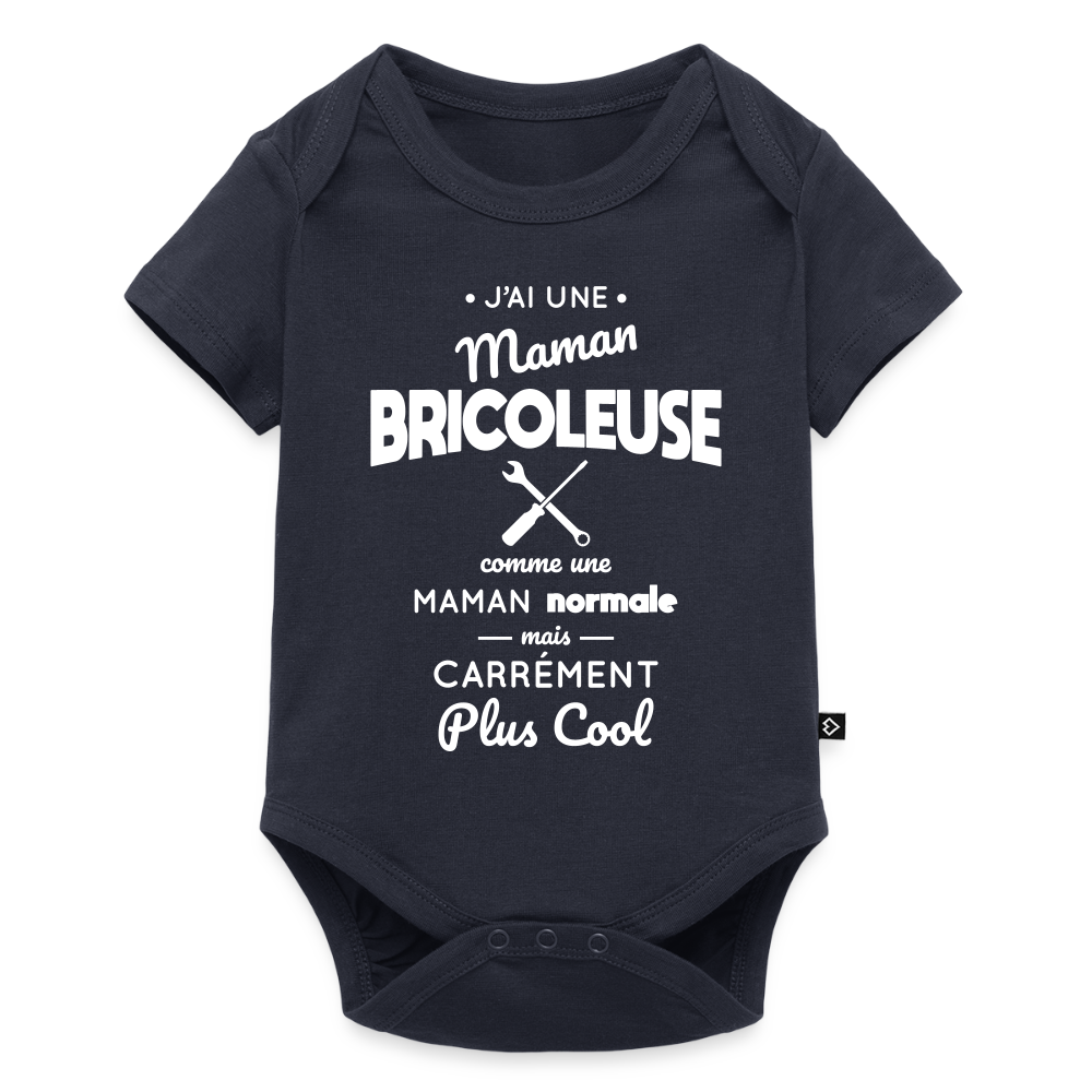 Body Bébé bio manches courtes - J'ai une maman bricoleuse - bleu marine