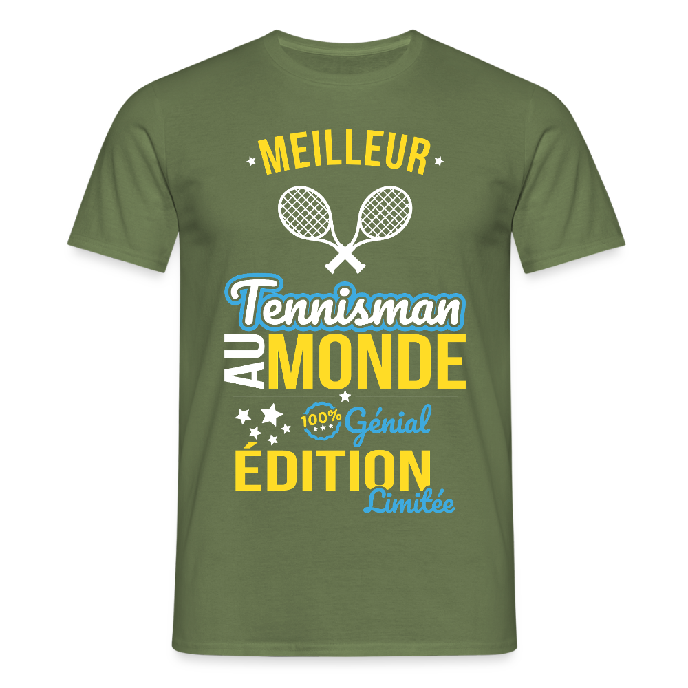 T-shirt Homme - Meilleur Tennisman au monde - 100% génial - vert militaire