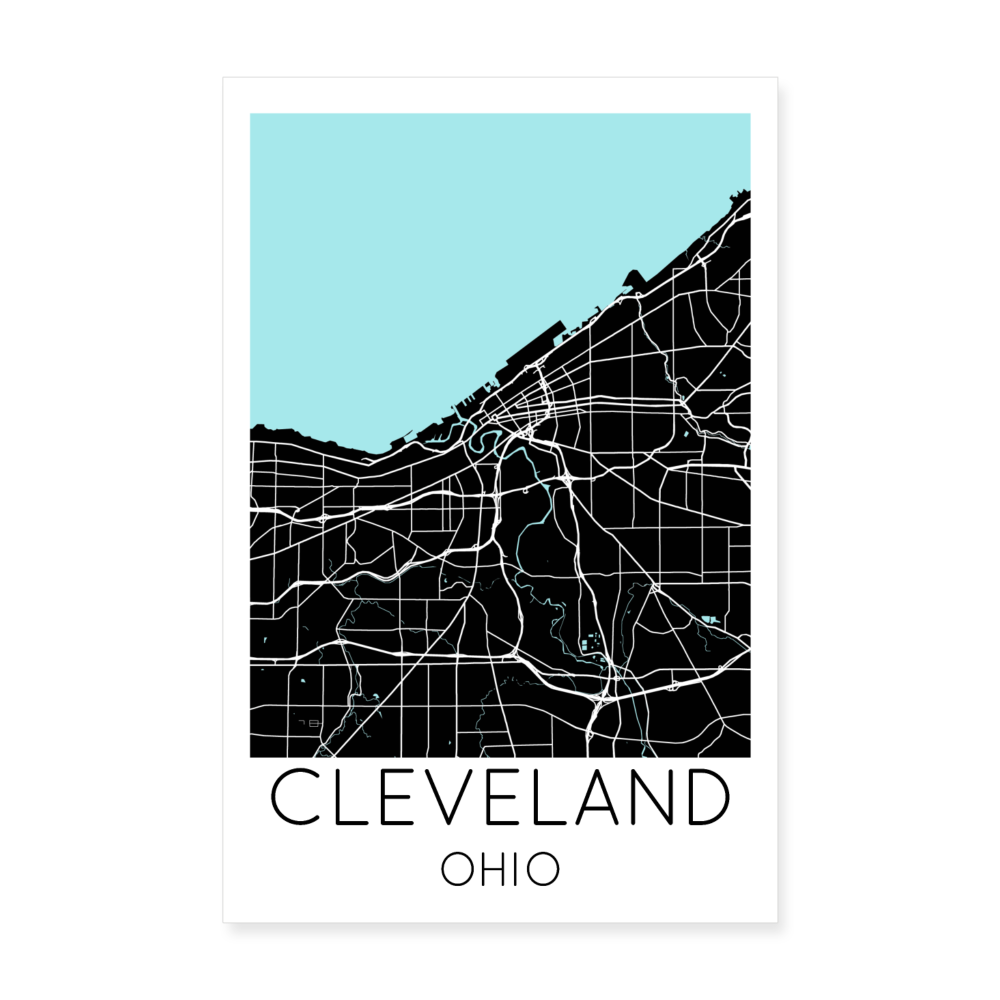 Poster Cleveland - Plan Cleveland - 20 x 30 cm - blanc