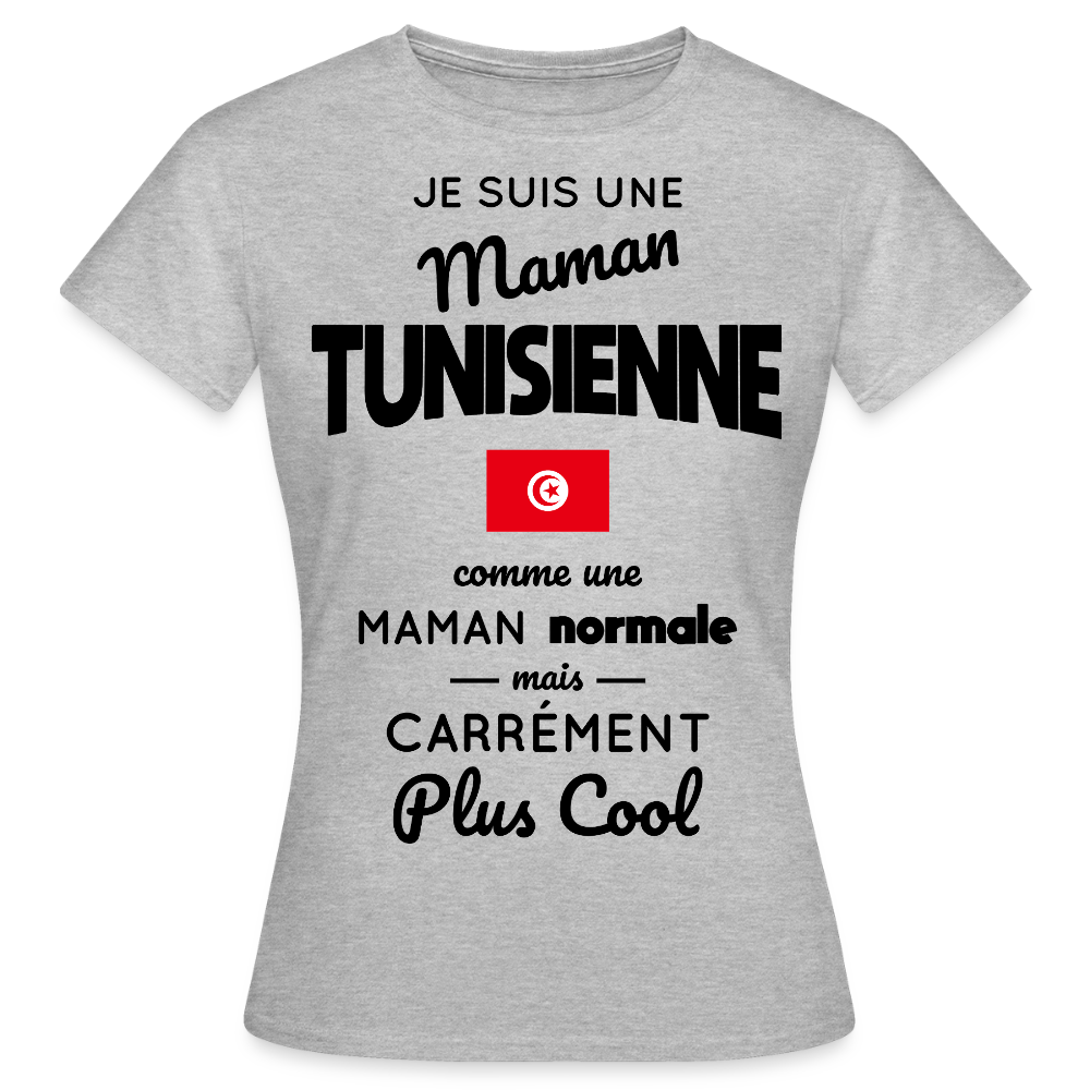T-shirt Femme - Maman Tunisienne plus cool - gris chiné