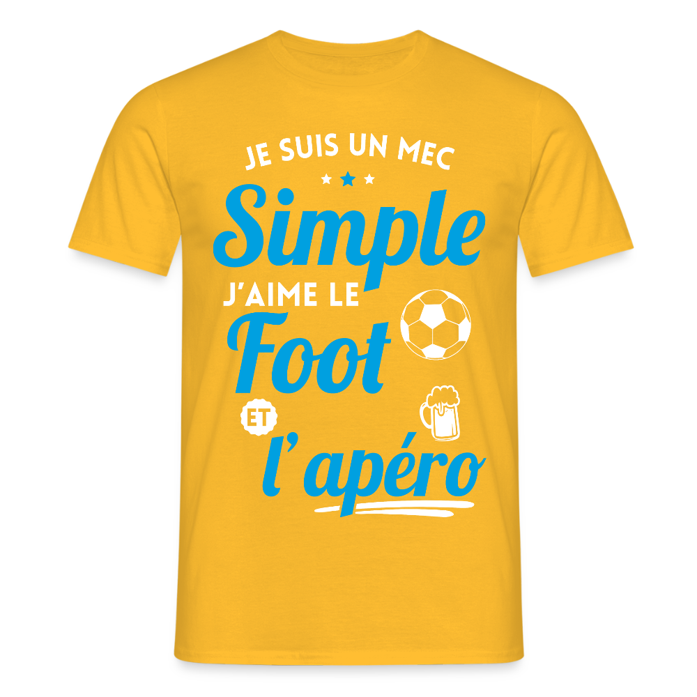 T-shirt Homme - J'aime le foot et l'apéro - jaune