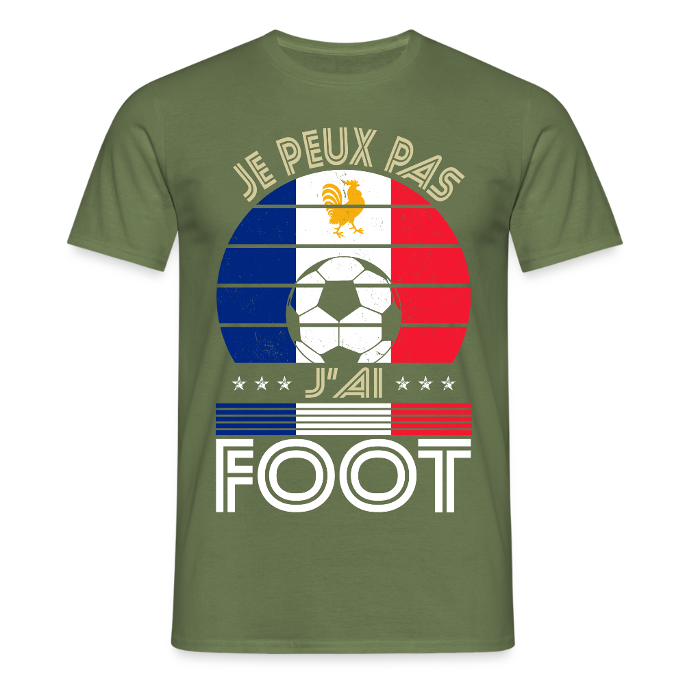 T-shirt Homme - Je peux pas j'ai Foot - France - vert militaire