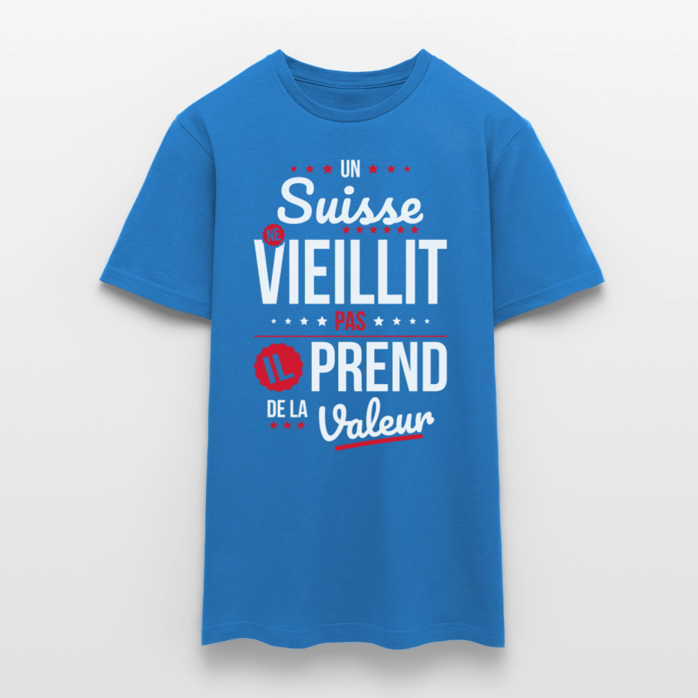 T-shirt Homme - Un Suisse ne vieillit pas - bleu royal