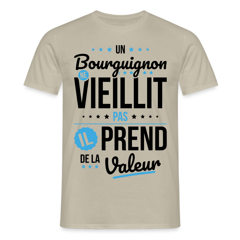 T-shirt Homme - Un Bourguignon ne vieillit pas - beige sable