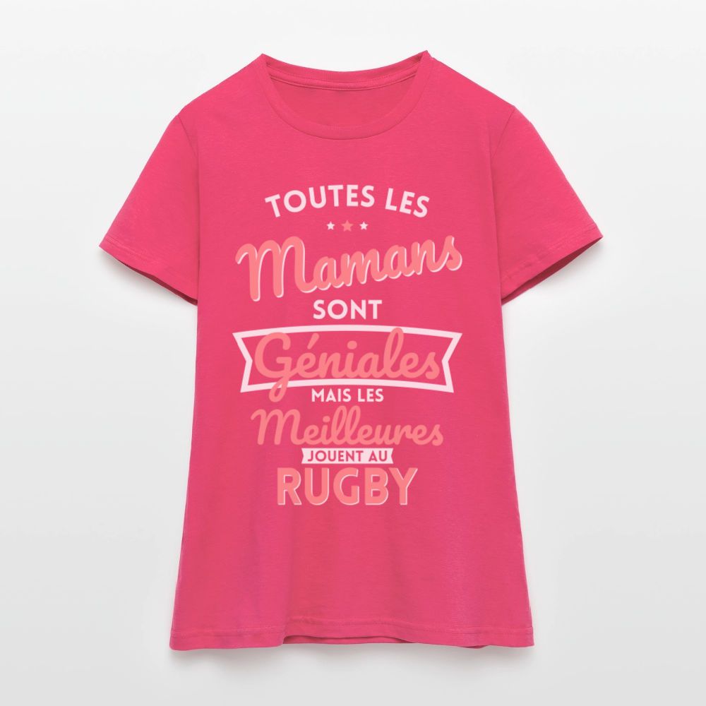 T-shirt Femme - Mamans géniales - Les meilleures jouent au rugby - rose azalée