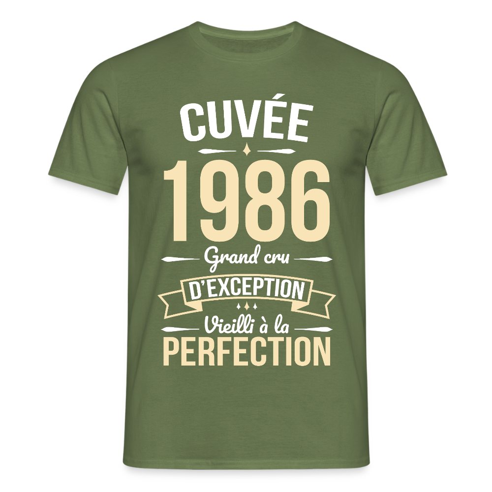 T-shirt anniversaire homme 40 ans – Cuvée 1986, Grand cru d’exception - vert militaire