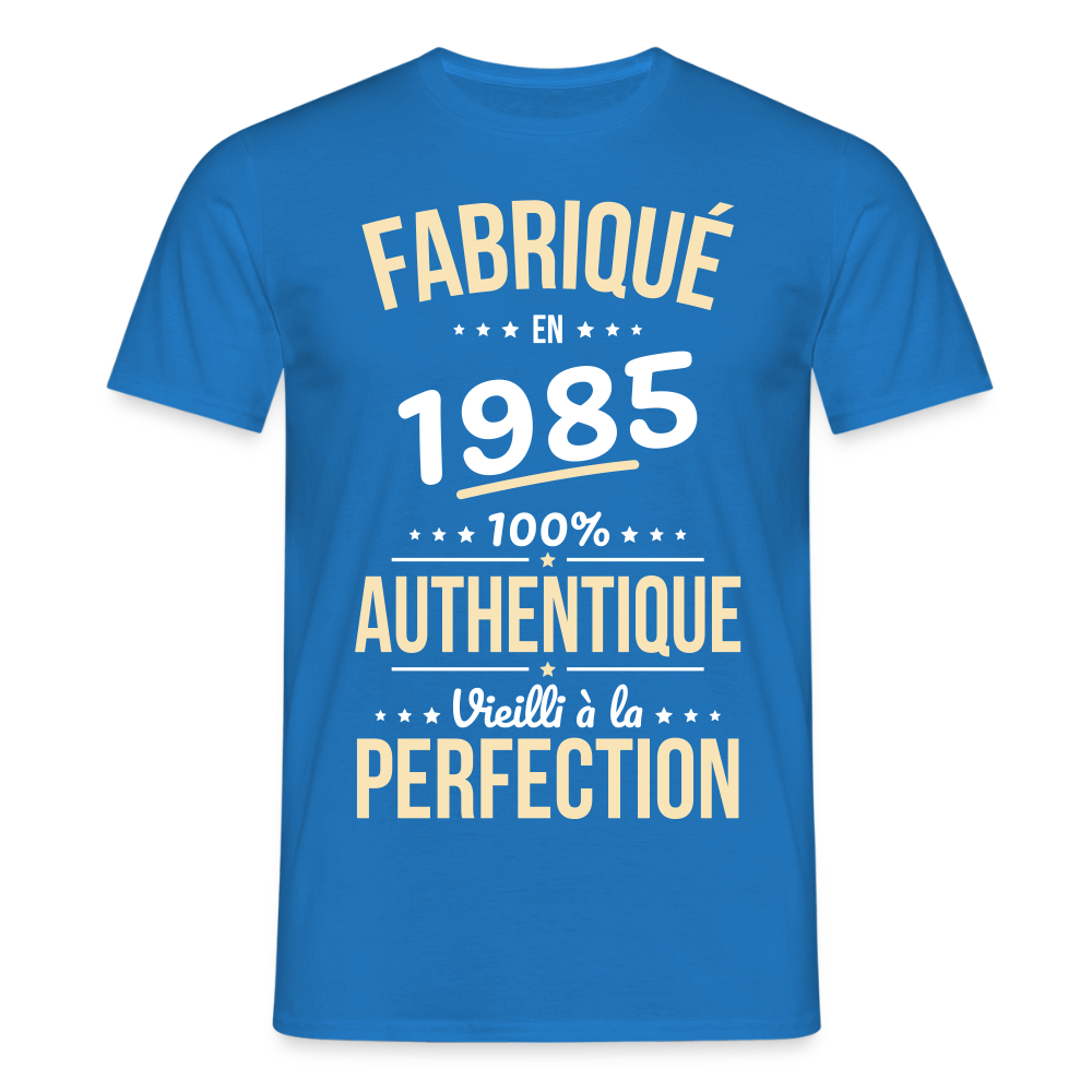T-shirt Homme - Anniversaire 40 Ans - Fabriqué en 1985 - bleu royal