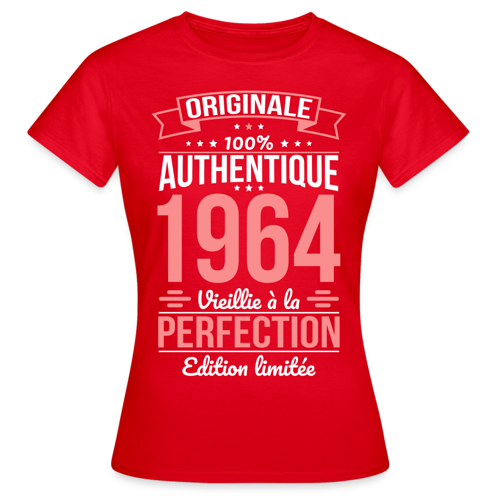 T-shirt Femme - Anniversaire 61 Ans - Originale 1964 - rouge