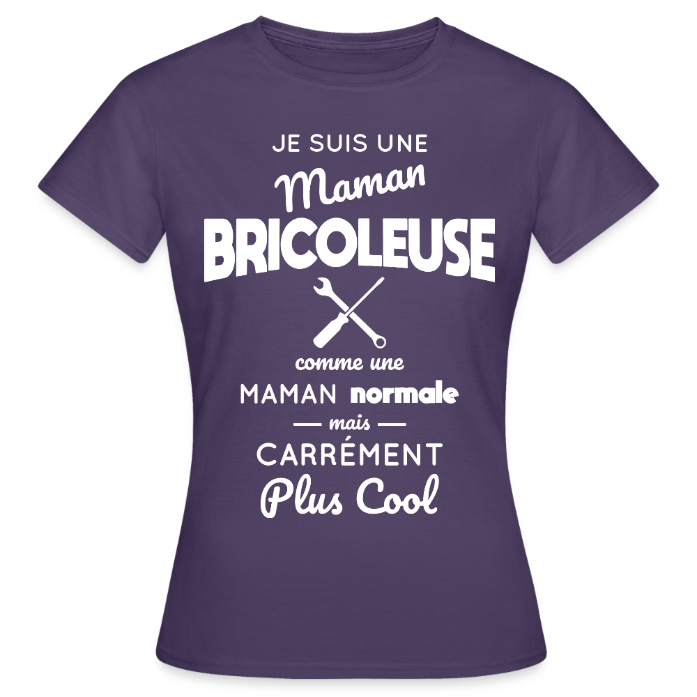 T-shirt Femme - Maman bricoleuse plus cool - violet foncé