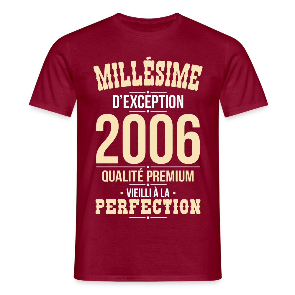 T-shirt Homme - Anniversaire 19 Ans - Millésime 2006 - rouge brique