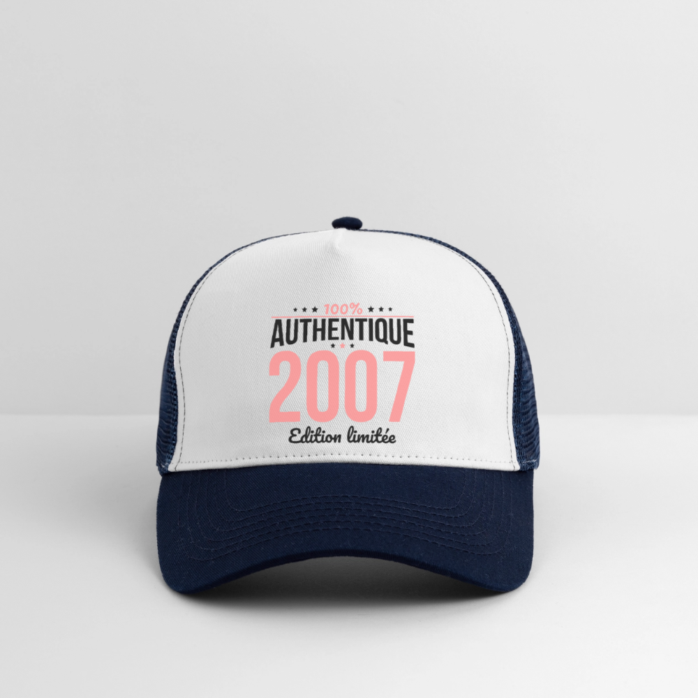 Casquette Trucker - Anniversaire 18 Ans - 100% Authentique 2007 - blanc/marine