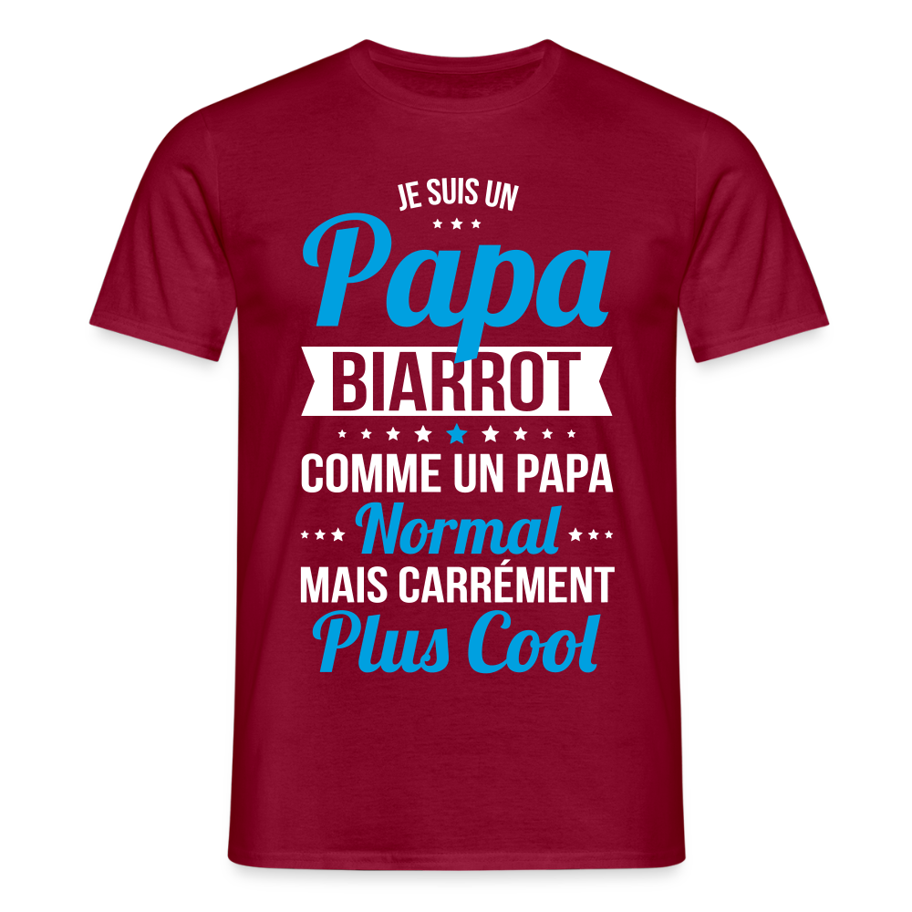 T-shirt Homme - Papa Biarrot Plus Cool - rouge brique