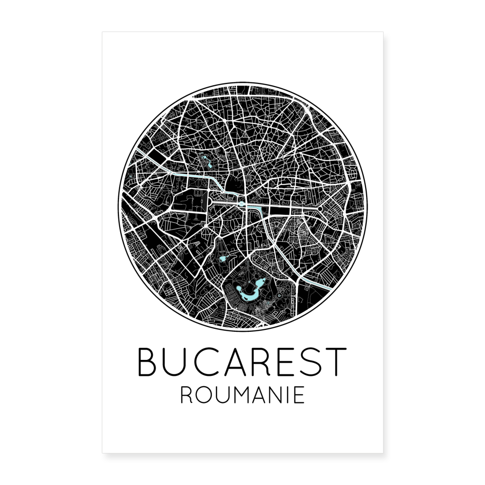 Poster Bucarest - Plan Bucarest - 60 x 90 cm - blanc