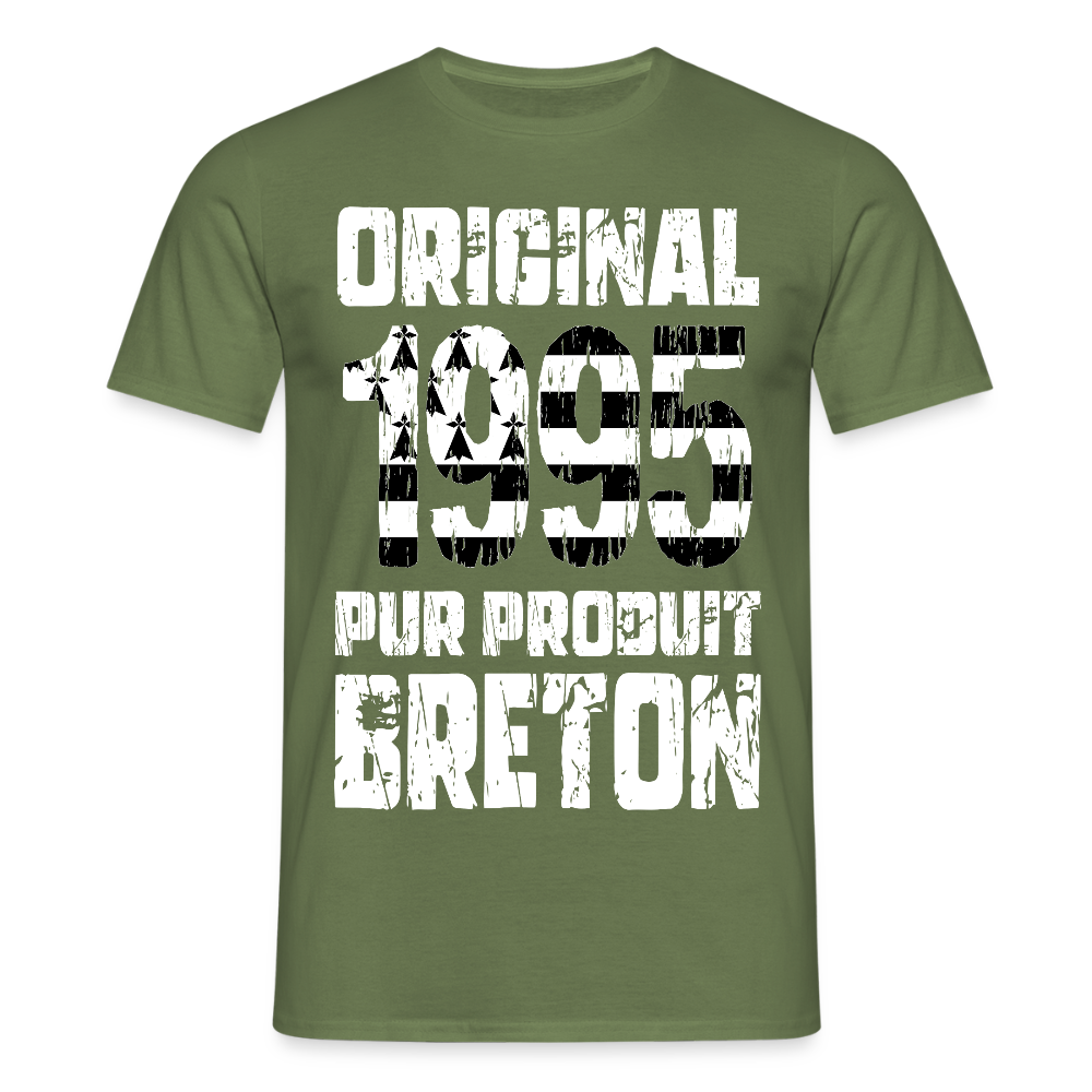 T-shirt Homme - Anniversaire 30 Ans - Original 1995 - Pur produit Breton - vert militaire