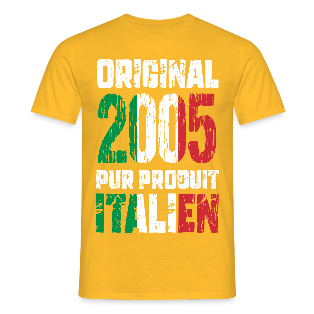 T-shirt Homme - Anniversaire 20 Ans - Original 2005 - Pur produit Italien - jaune