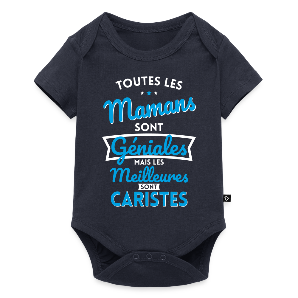 Body Bébé bio manches courtes - Mamans géniales - Les meilleures sont caristes - bleu marine