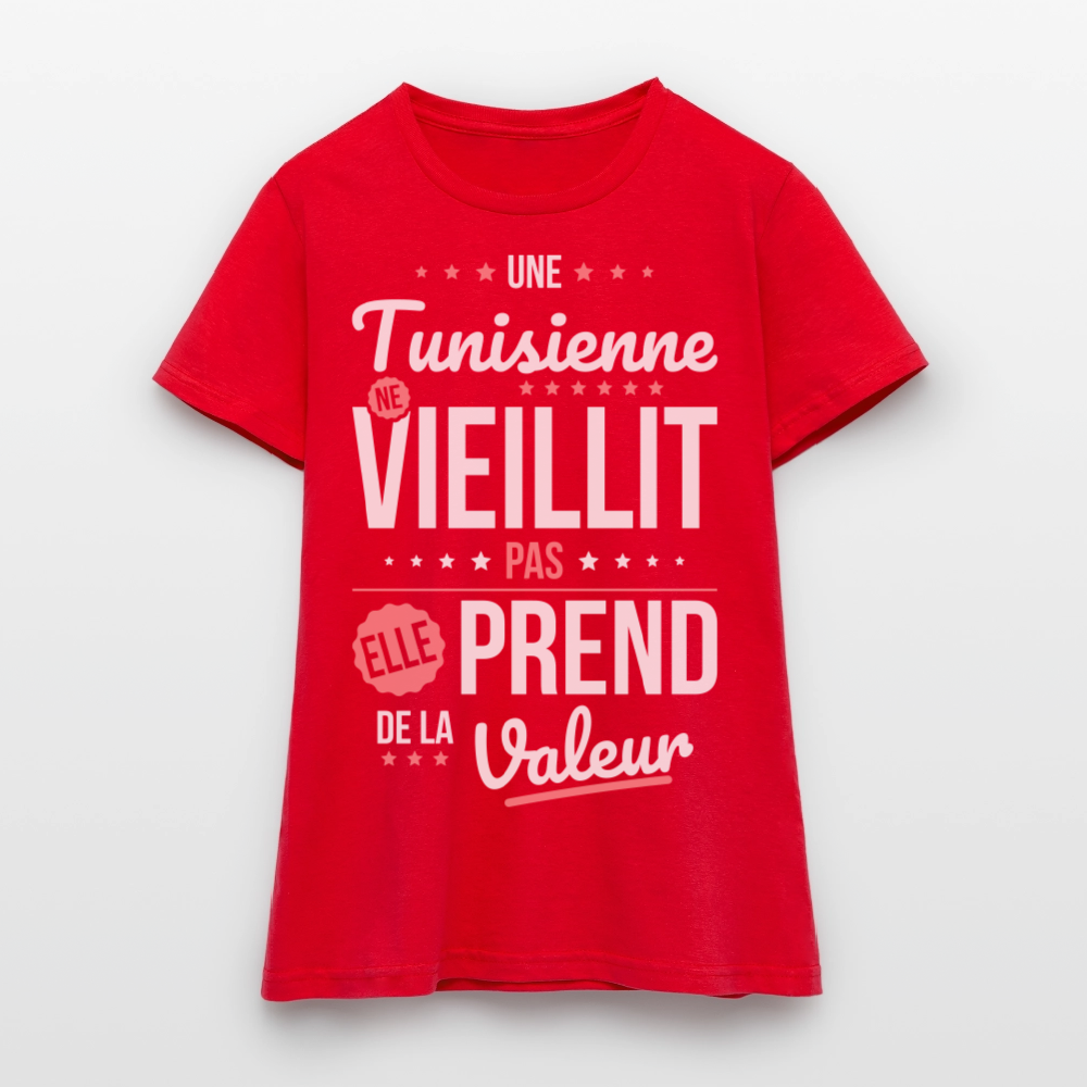 T-shirt Femme - Une Tunisienne ne vieillit pas - rouge