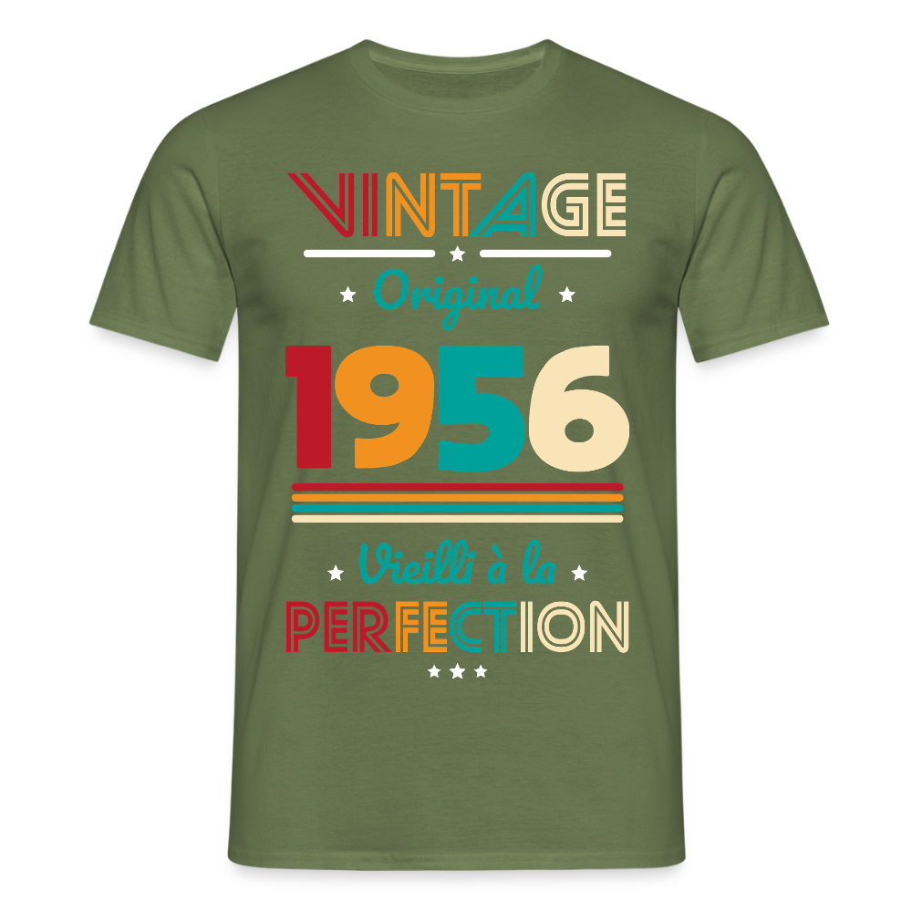 T-shirt anniversaire homme 70 ans – Vintage, original, 1956 - vert militaire