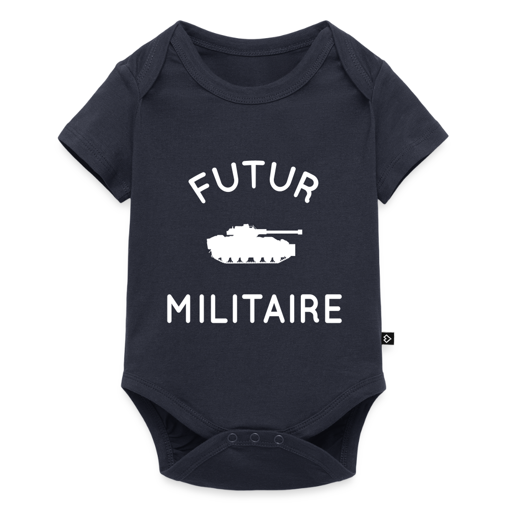 Body Bébé bio manches courtes - Futur militaire - bleu marine