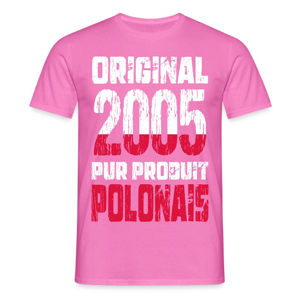 T-shirt Homme - Anniversaire 20 Ans - Original 2005 - Pur produit Polonais - rose