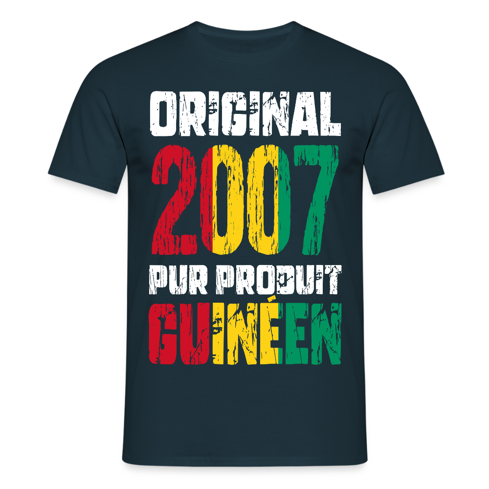 T-shirt Homme - Anniversaire 18 Ans - Original 2007 - Pur produit Guinéen - marine