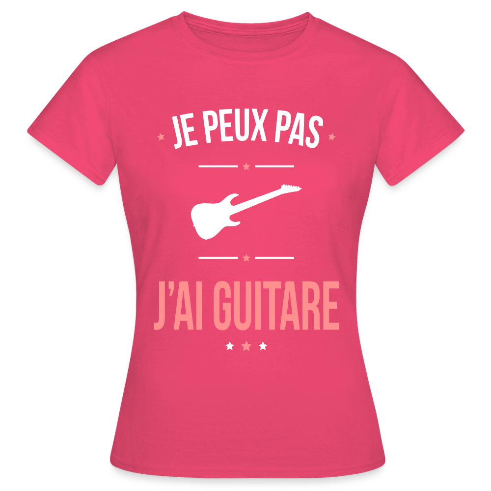 T-shirt Femme - Je peux pas j'ai Guitare - rose azalée