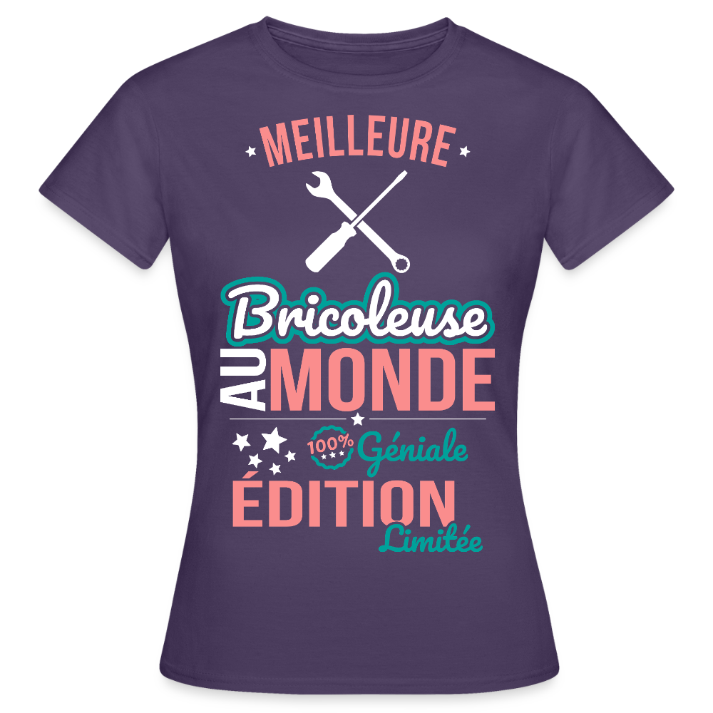 T-shirt Femme - Meilleure Bricoleuse au monde - 100% géniale - violet foncé