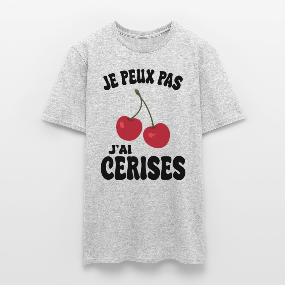T-shirt Homme - Je peux pas j'ai cerises - gris chiné