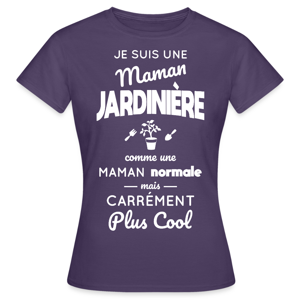 T-shirt Femme - Maman jardinière plus cool - violet foncé