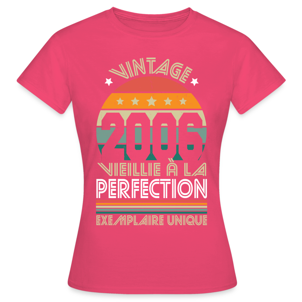 T-shirt Femme - Anniversaire 19 Ans - Vintage 2006 - rose azalée