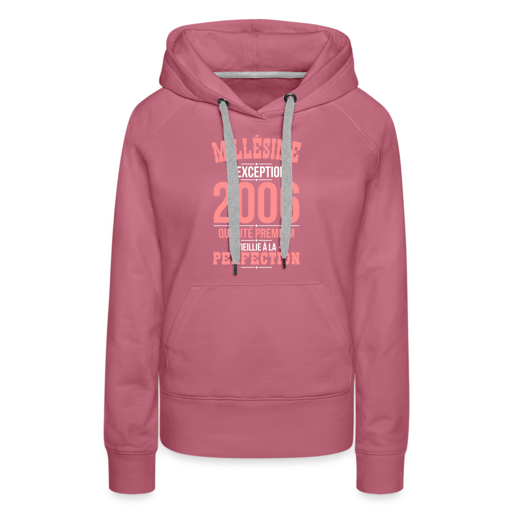 Sweat à capuche Premium Femme - Anniversaire 19 Ans - Millésime 2006 - mauve