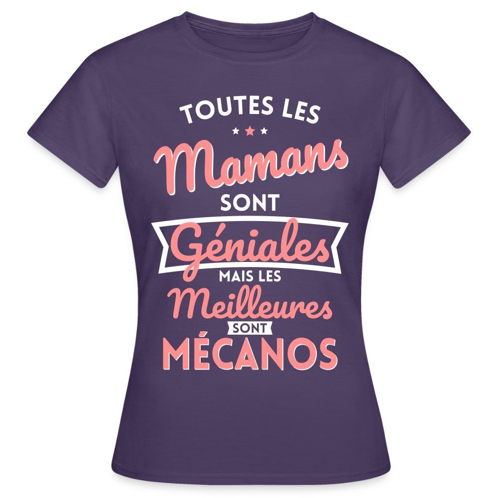 T-shirt Femme - Mamans géniales - Les meilleures sont mécanos - violet foncé