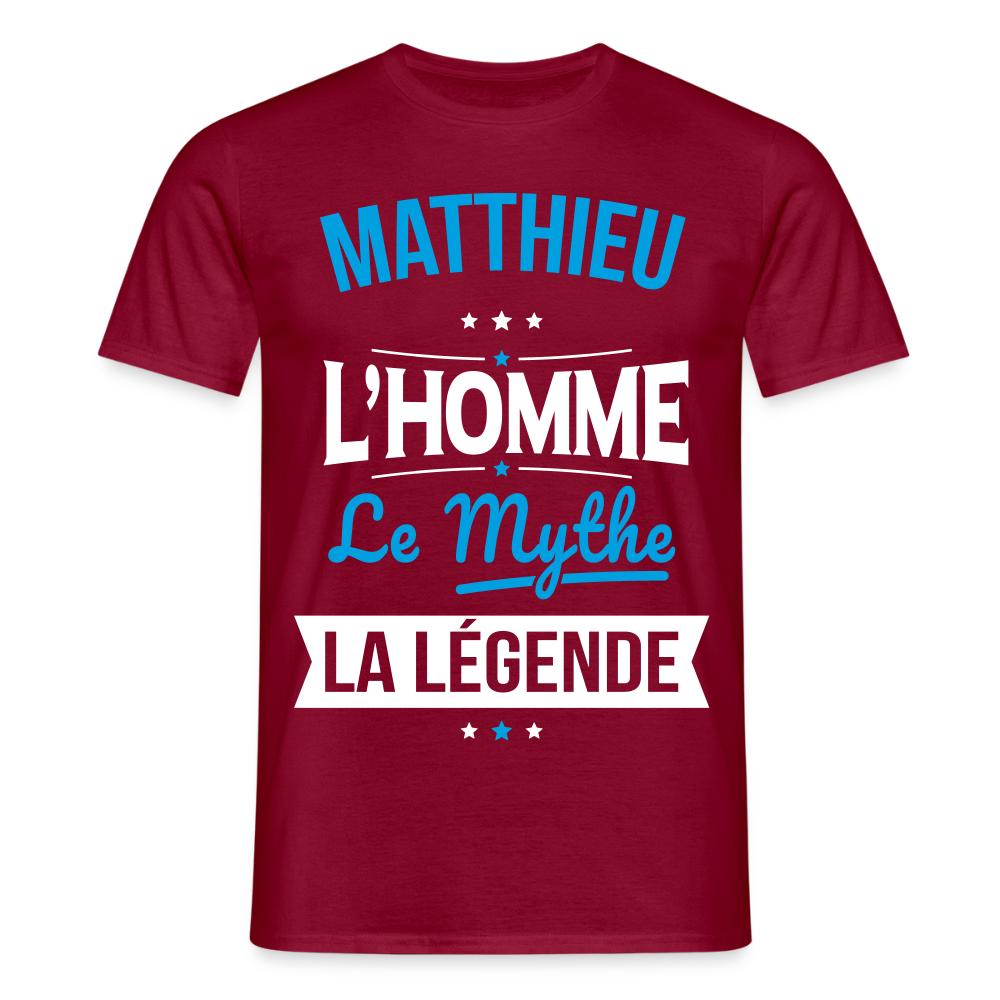 T-shirt Homme - Matthieu - l'Homme - le Mythe - la Légende - rouge brique