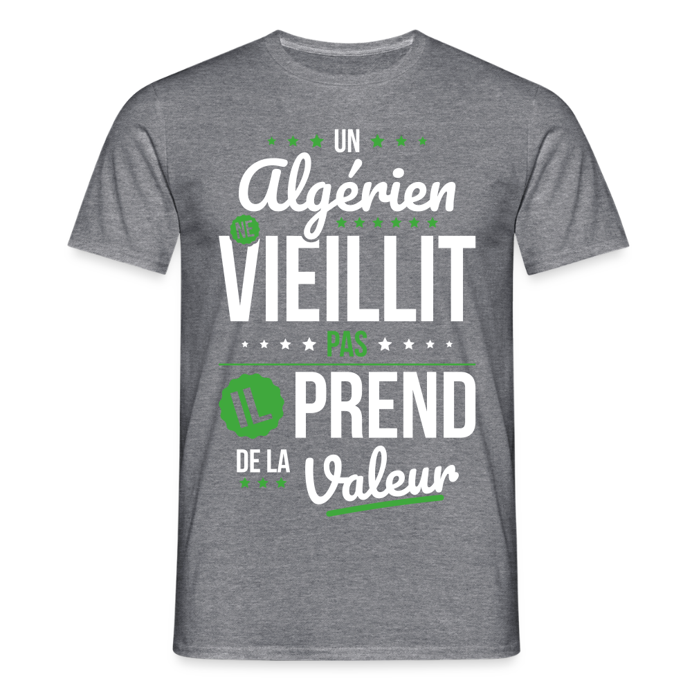 T-shirt Homme - Un Algérien ne vieillit pas - graphite chiné