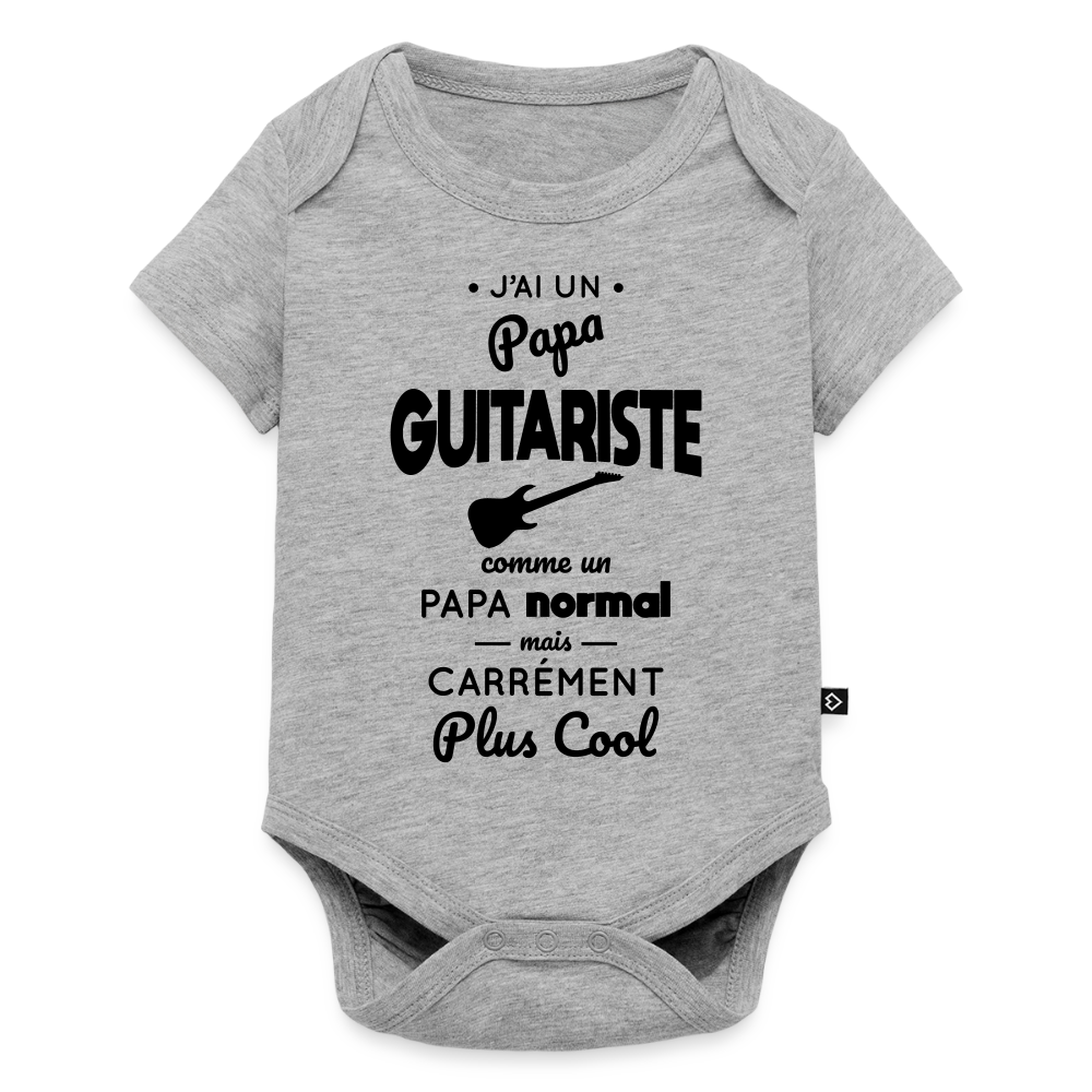 Body Bébé bio manches courtes - J'ai un papa guitariste - gris chiné