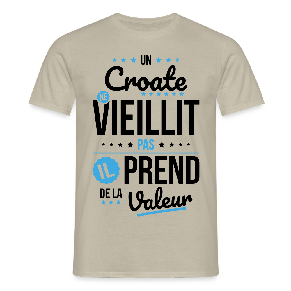 T-shirt Homme - Un Croate ne vieillit pas - beige sable