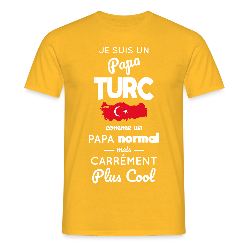 T-shirt Homme - Papa Turc Plus Cool - jaune